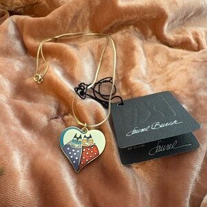 Laurel Burch Valentine Cats Gold Heart Necklace NWT 1988 Vintage 🐾 Lovers Cute